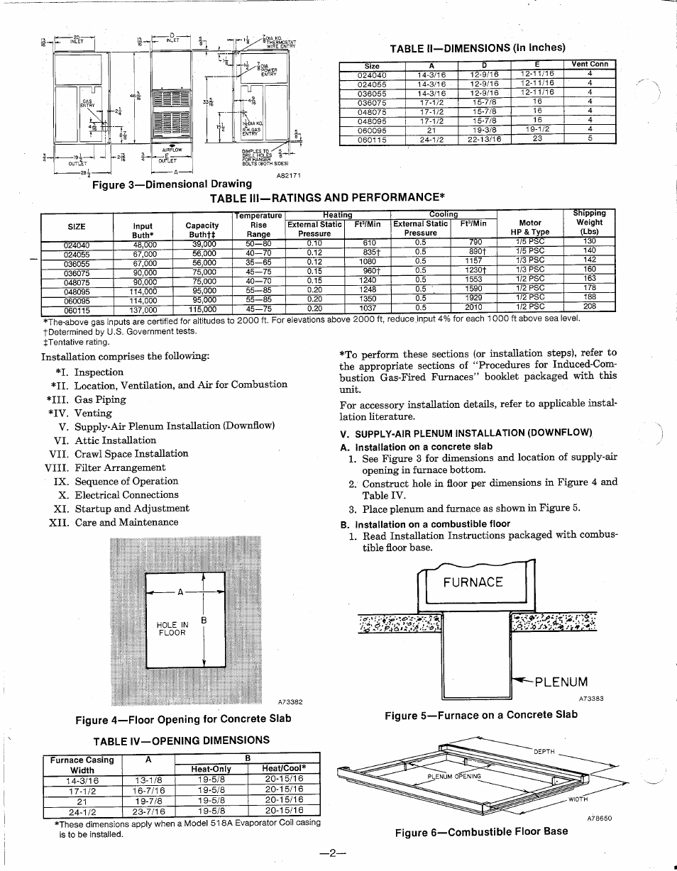 V. supply-air plenum installation (downflow), B. installation on a combustible floor | Bryant 376B User Manual | Page 2 / 8
