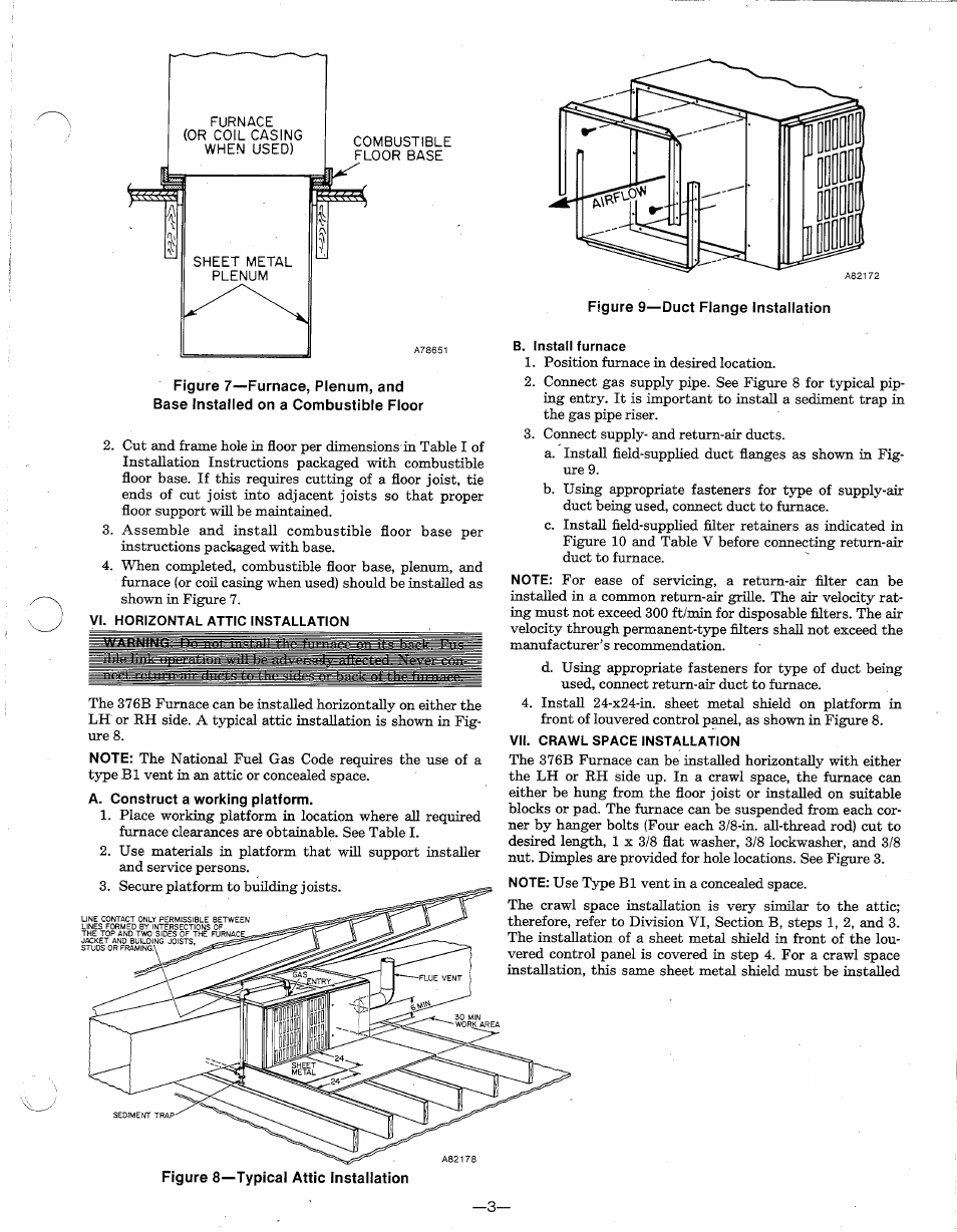 B. install furnace, Vii. crawl space installation | Bryant 376B User Manual | Page 3 / 8