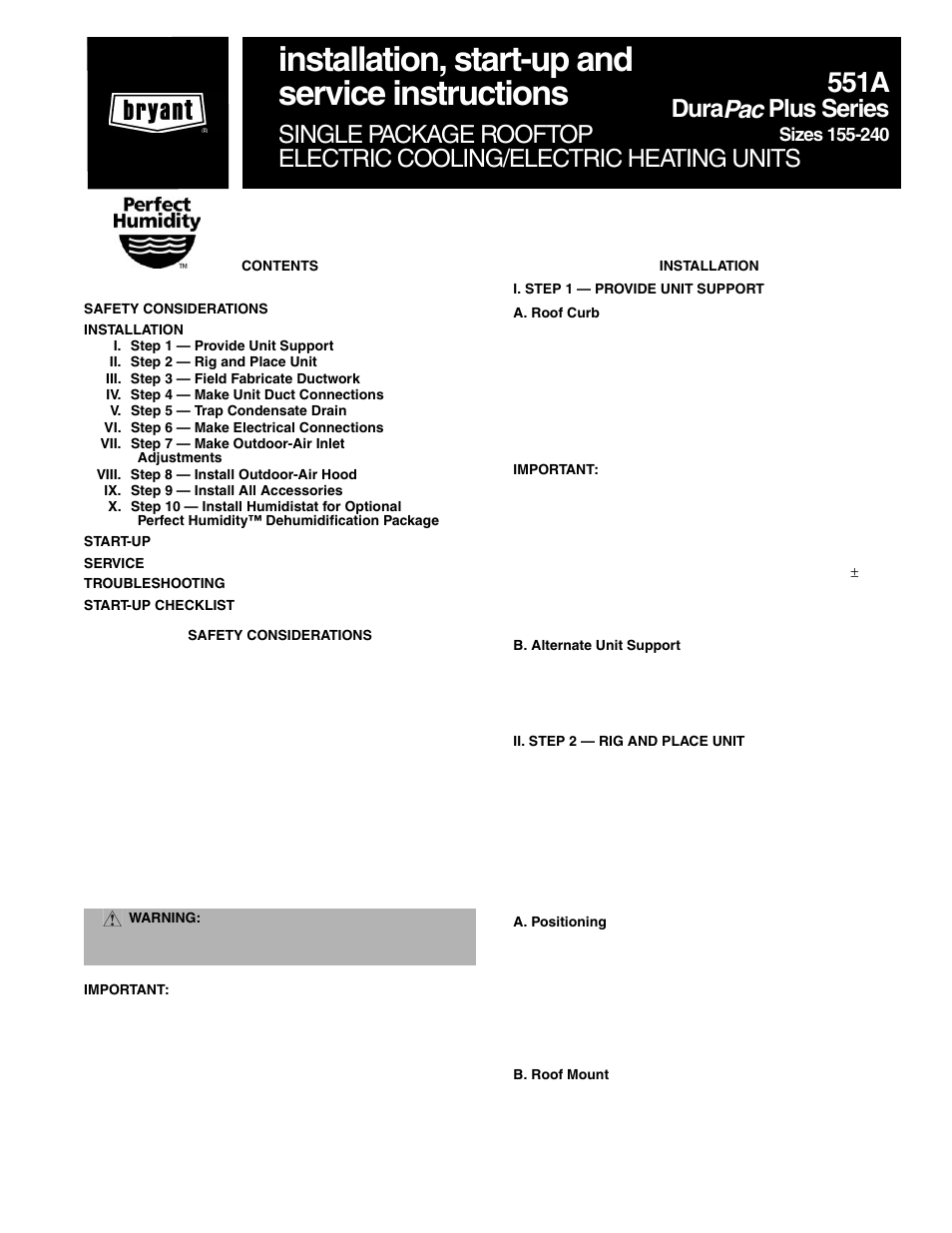 Bryant Durapac Plus Series 551a User Manual | 36 pages