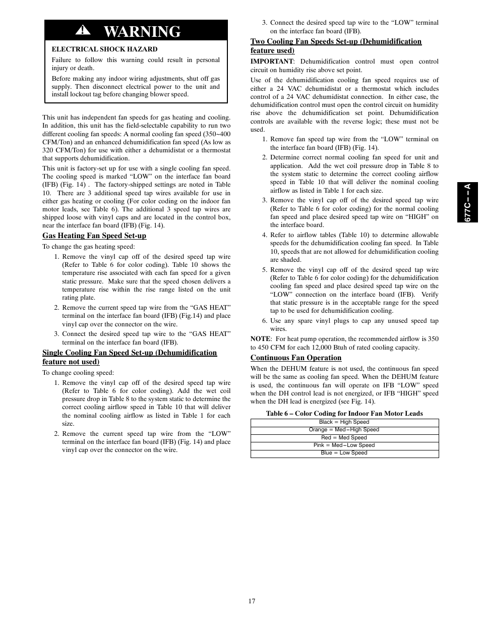 Warning | Bryant 677C--A User Manual | Page 17 / 36