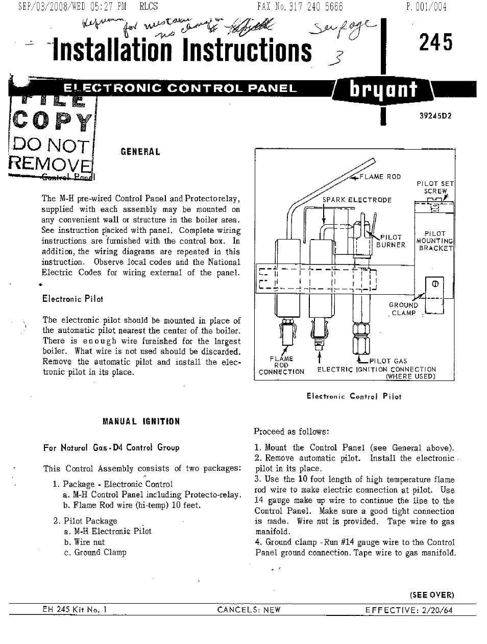 Bryant Model 245 User Manual | 4 pages