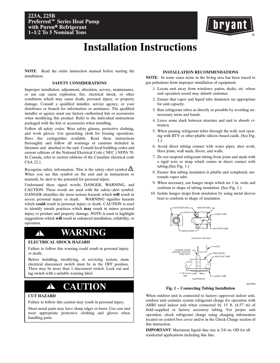 Bryant Preferredt Series with Puronr Refrigerant 223A User Manual | 10 pages