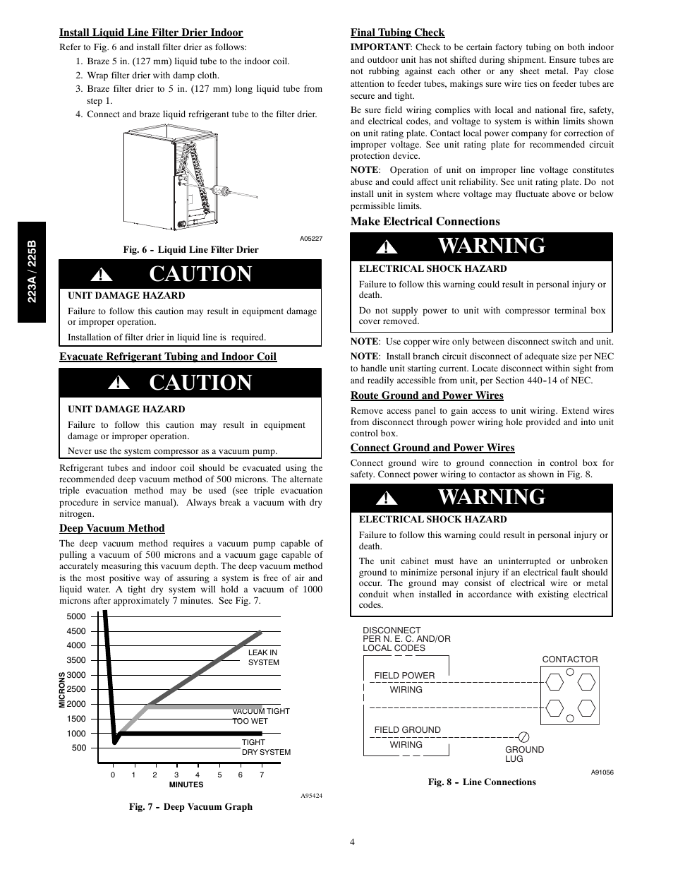 Caution, Warning, Make electrical connections | Bryant Preferredt Series with Puronr Refrigerant 223A User Manual | Page 4 / 10