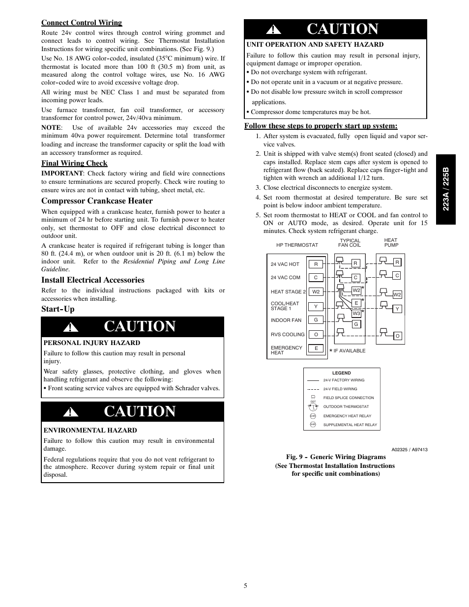 Caution, Compressor crankcase heater, Install electrical accessories | Start--up | Bryant Preferredt Series with Puronr Refrigerant 223A User Manual | Page 5 / 10