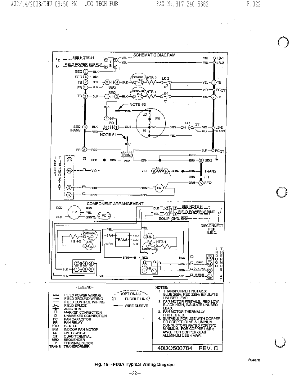 40dq500784 rev. c | Bryant FA4A User Manual | Page 22 / 30