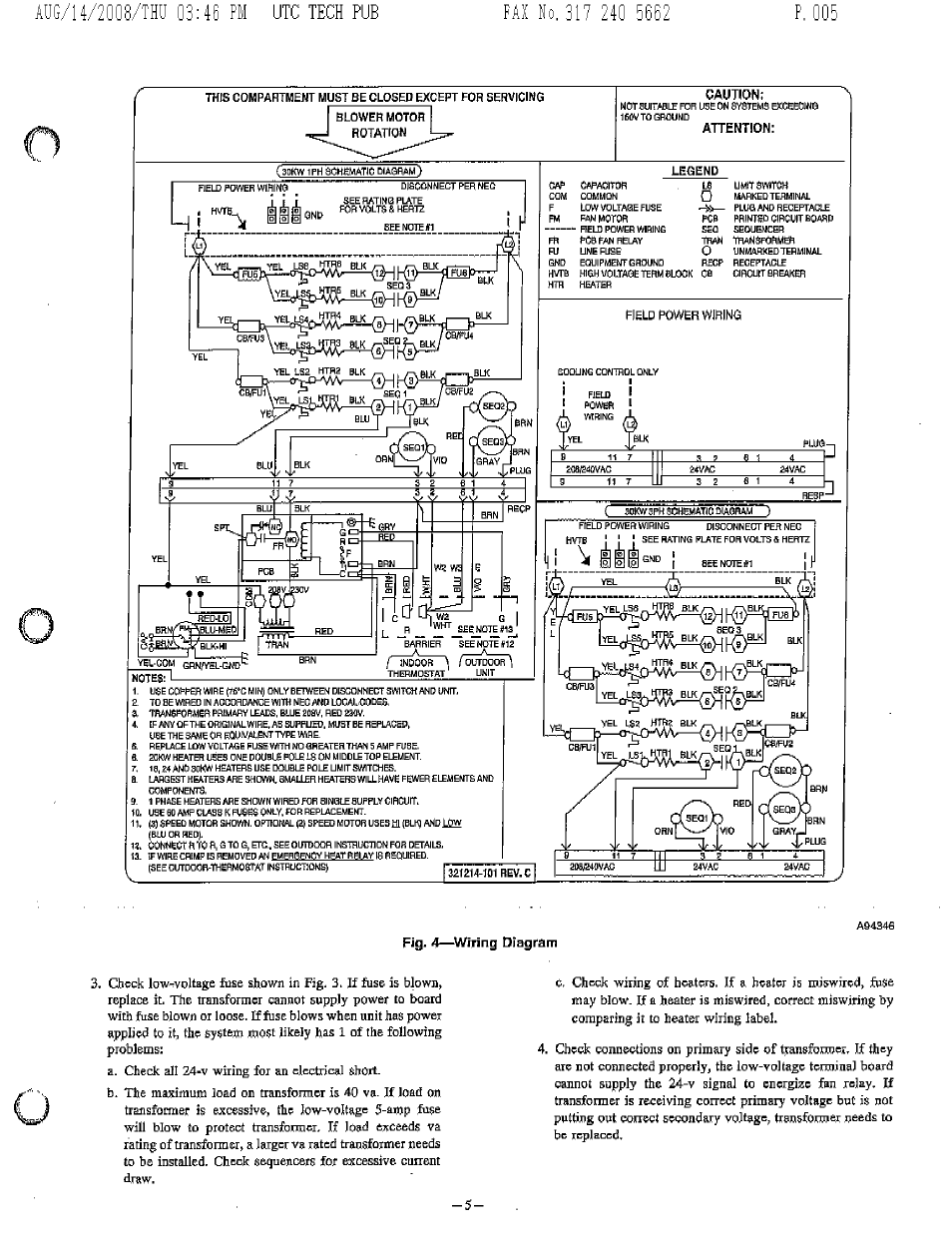 Pig. 4—^wiring diagram, Utc tech pub | Bryant FA4A User Manual | Page 5 / 30