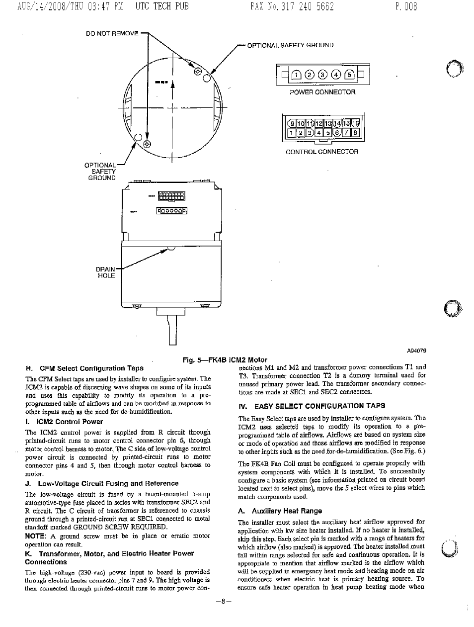 И. cfm select configuration taps, Iv, easy select configuration taps, A. auxiliary heat range | Easy select configuration taps, Ш ® ® ® q p | Bryant FA4A User Manual | Page 8 / 30