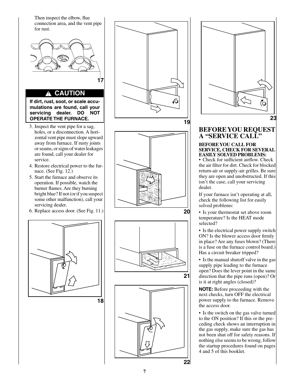 Before you request a “service call, Caution | Bryant 310 User Manual | Page 7 / 8