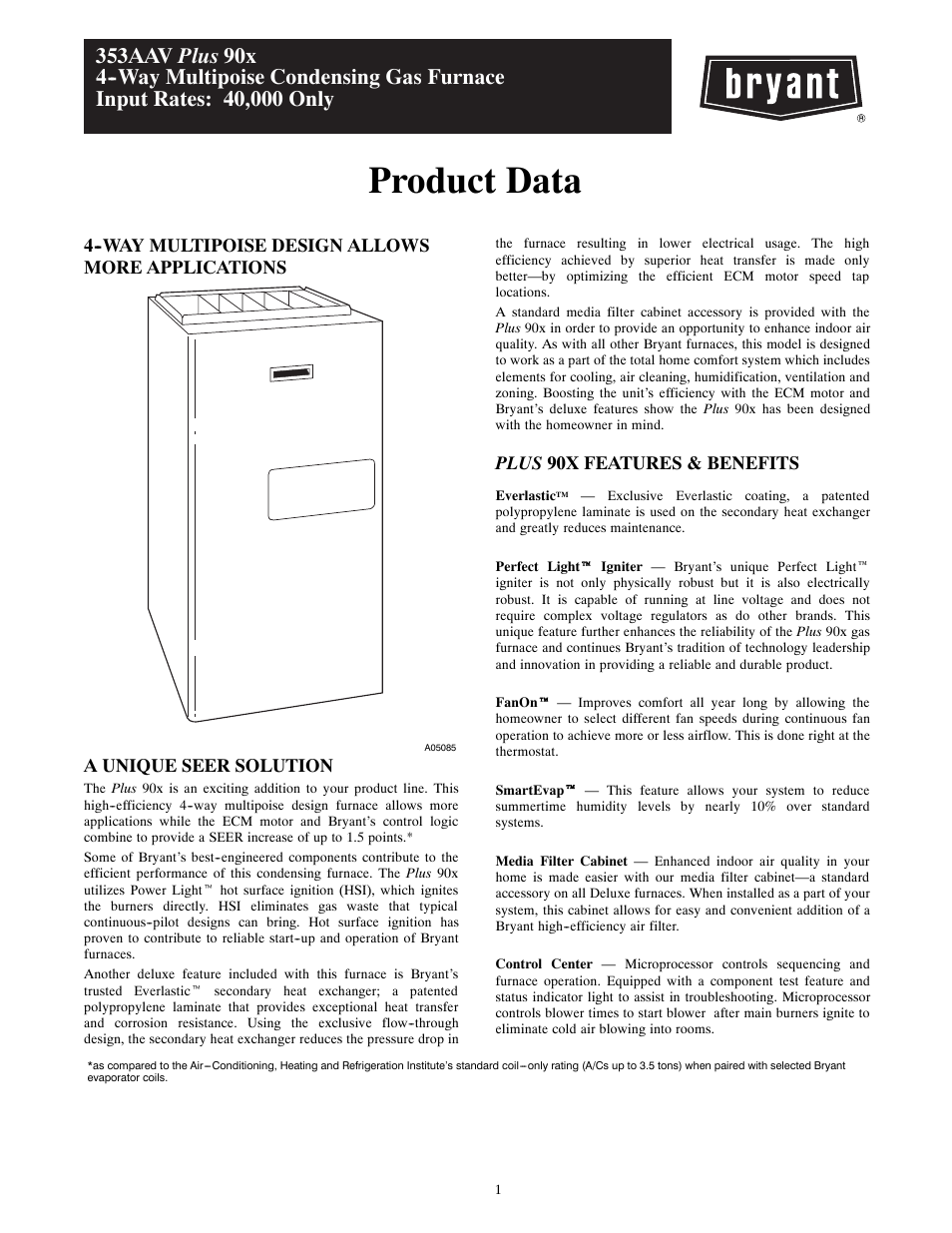 Bryant PLUS 90X 353AAV User Manual | 22 pages