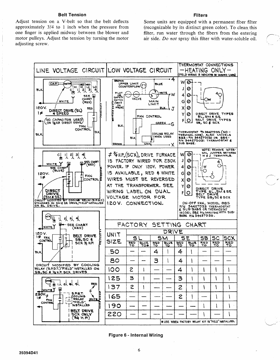 I a 141, Line voltage grcuit low voltage circuit, Heating only | Factory setting chart, Necd wrms is iwtcwa, Wanco uwa), Coumterpuowvij, Í (bmit, T) write, Ste chaht^ t | Bryant Gas Fired Forced Air 394 User Manual | Page 6 / 6