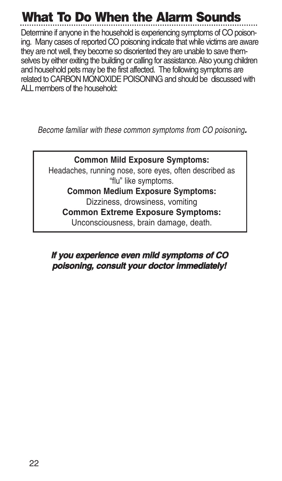 What to do when the alarm sounds | Bryant KN-COPP-3-RC User Manual | Page 26 / 35
