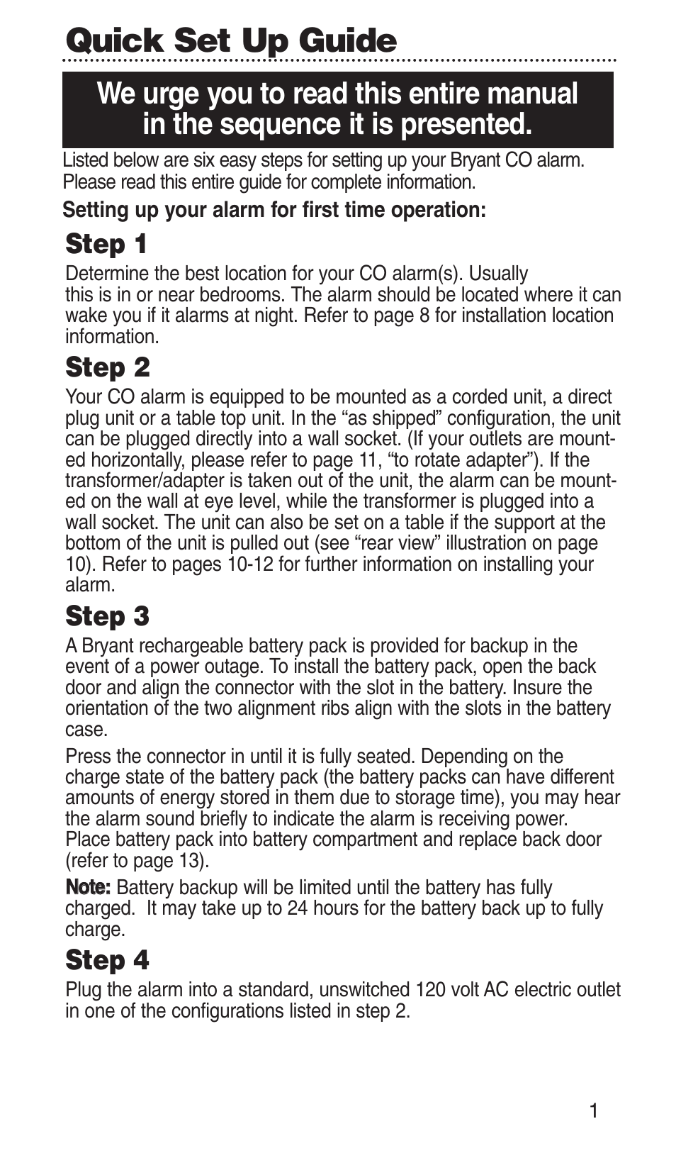 Quick set up guide, Step 1, Step 2 | Step 3, Step 4 | Bryant KN-COPP-3-RC User Manual | Page 4 / 35