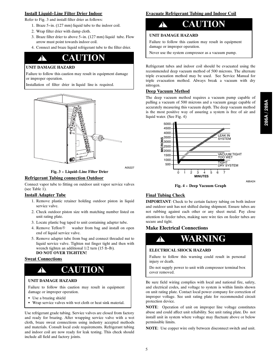 Caution, Warning, Make electrical connections | Bryant Evolutiont Series s with Puronr Refrigerant 286A User Manual | Page 5 / 16