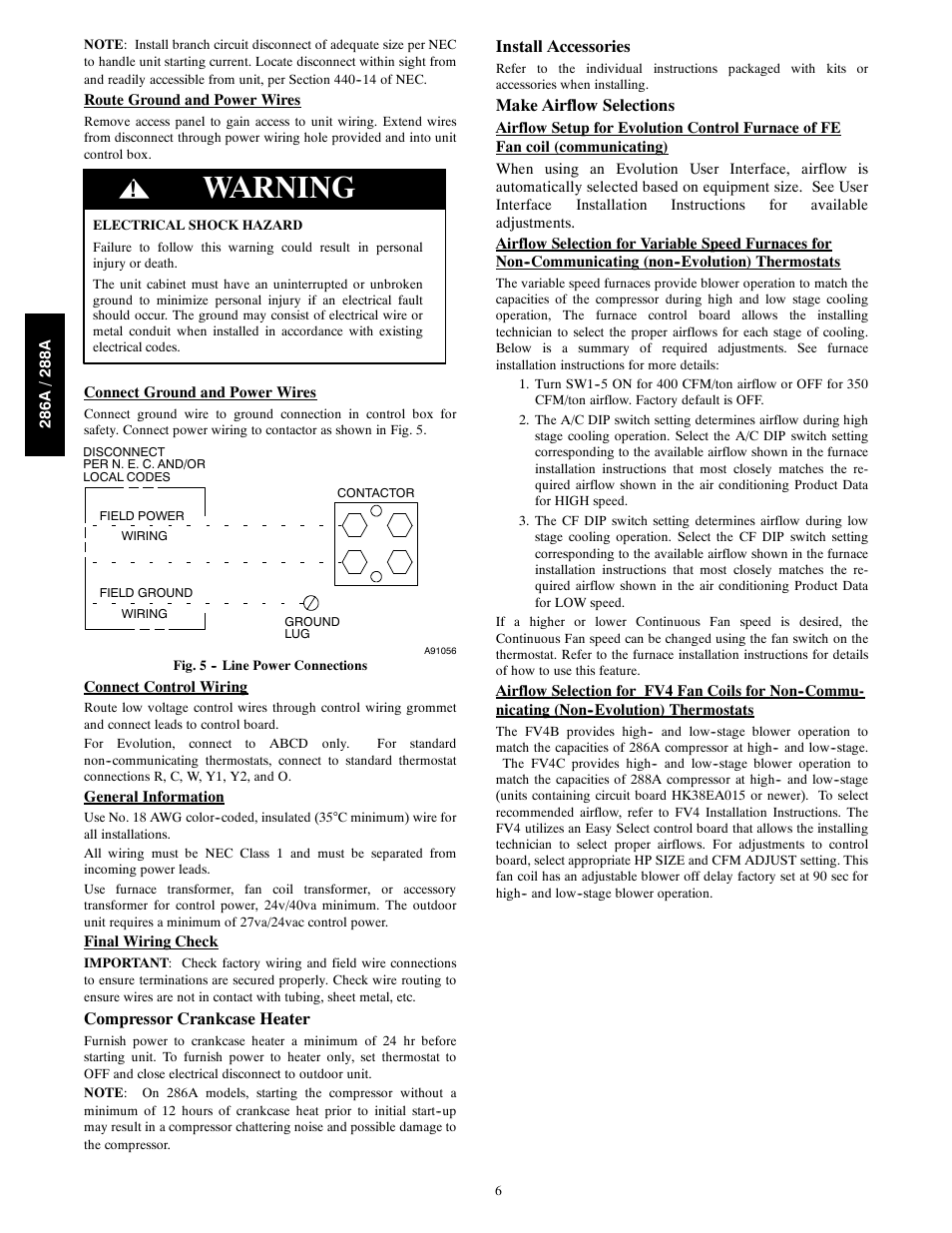 Warning | Bryant Evolutiont Series s with Puronr Refrigerant 286A User Manual | Page 6 / 16