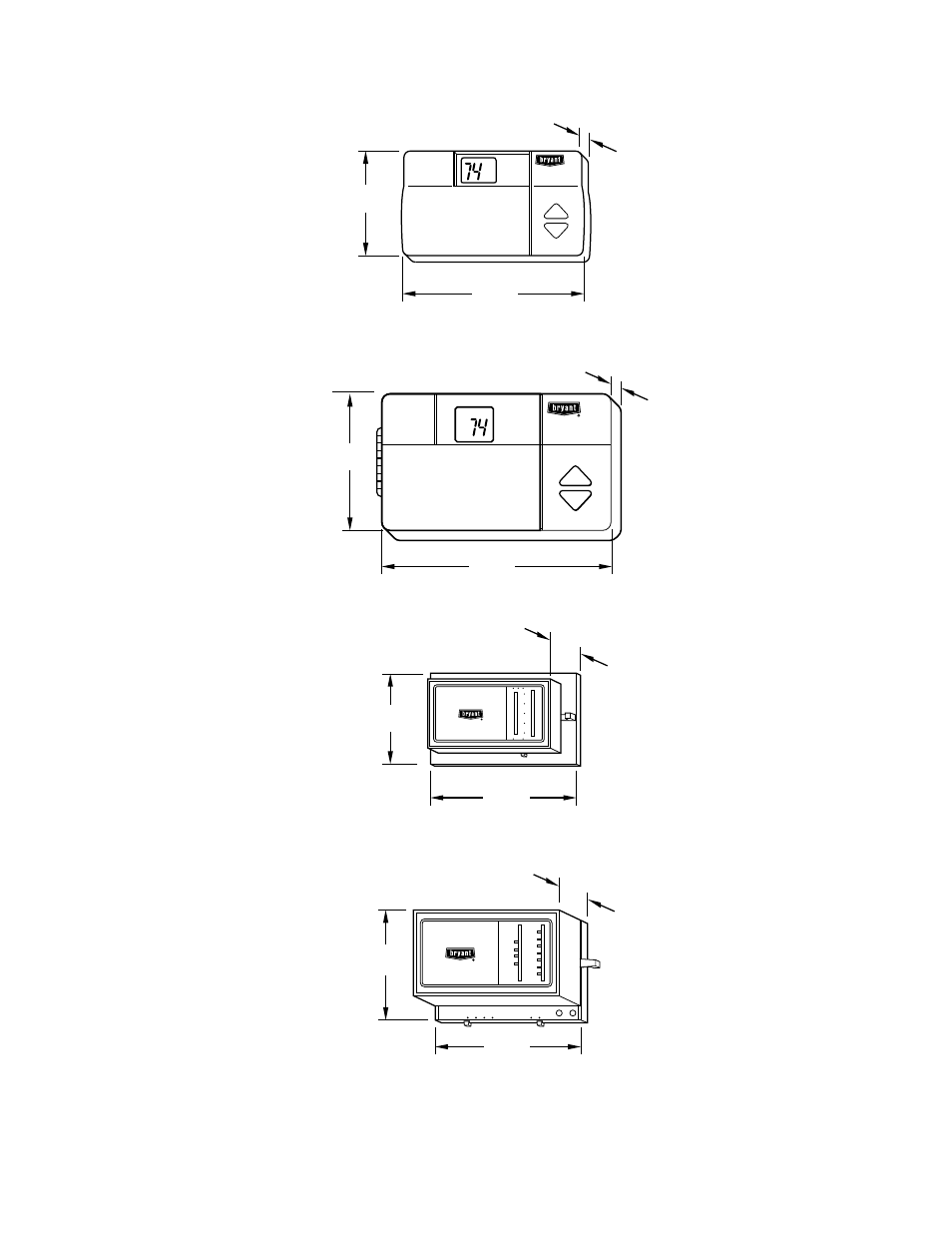 Dimensions | Bryant THERMIDISTAT TSTAT User Manual | Page 3 / 8