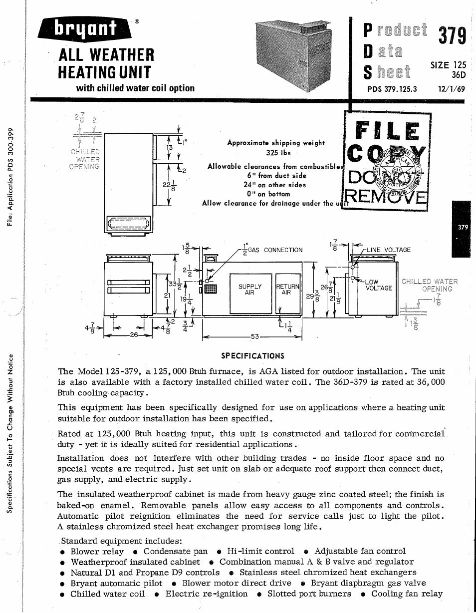 Bryant 125-379 User Manual | 3 pages