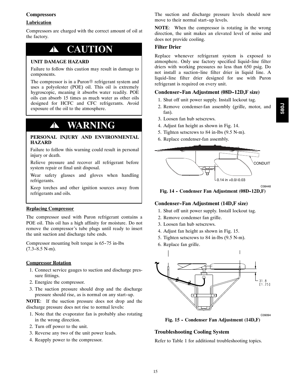 Caution, Warning | Bryant F User Manual | Page 15 / 85
