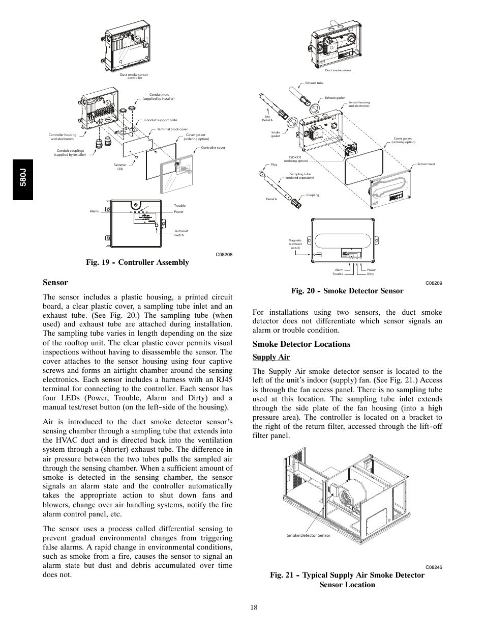 Sensor, Smoke detector locations, Fig. 19 -- controller assembly | Bryant F User Manual | Page 18 / 85