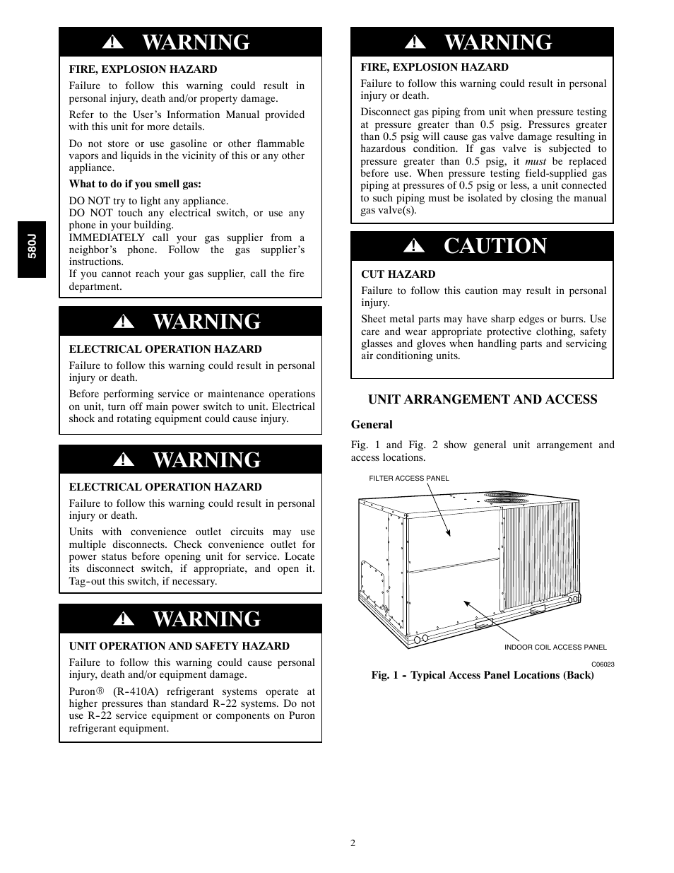 Warning, Caution | Bryant F User Manual | Page 2 / 85