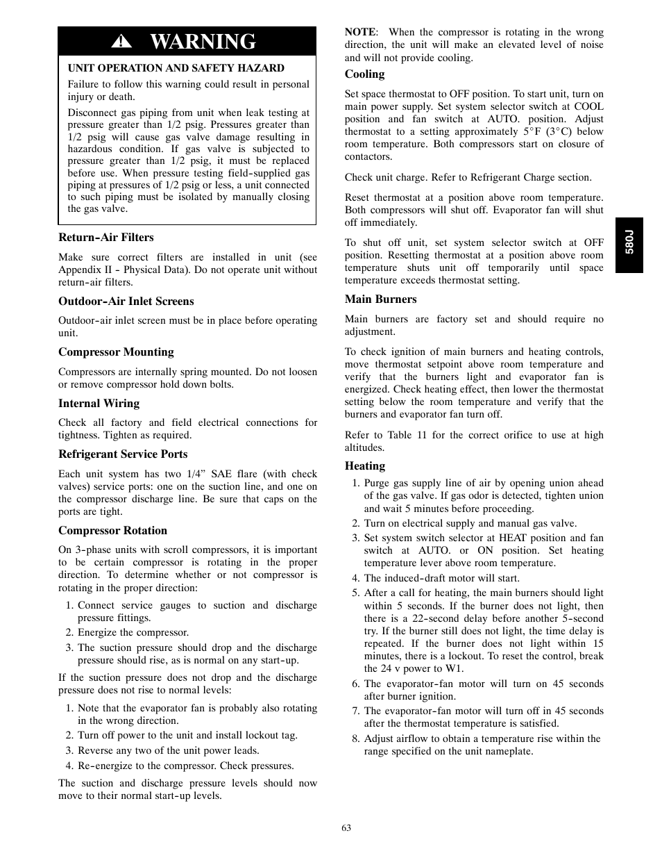 Warning | Bryant F User Manual | Page 63 / 85