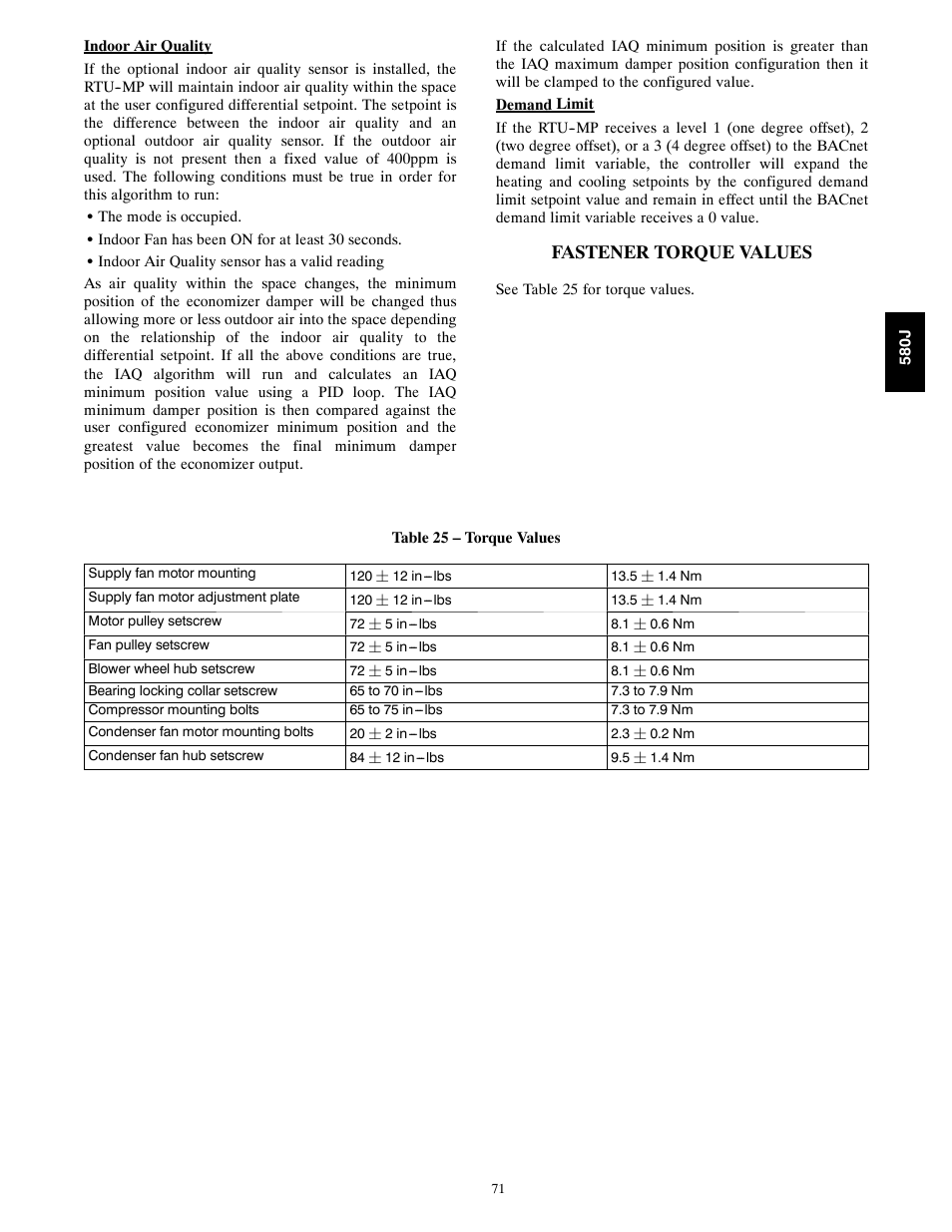 Fastener torque values | Bryant F User Manual | Page 71 / 85