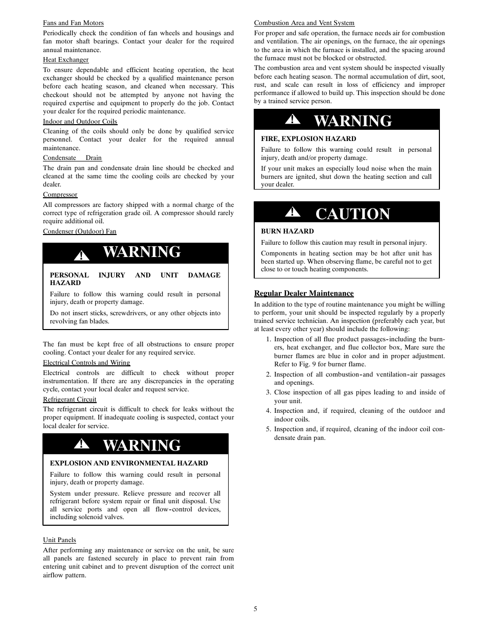 Warning, Caution | Bryant 577C User Manual | Page 5 / 8