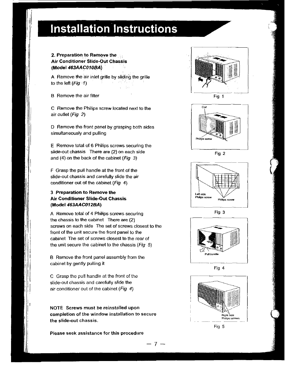 Please seek assistance for this procedure, Installation instructions | Bryant 463AAC012BA User Manual | Page 8 / 15