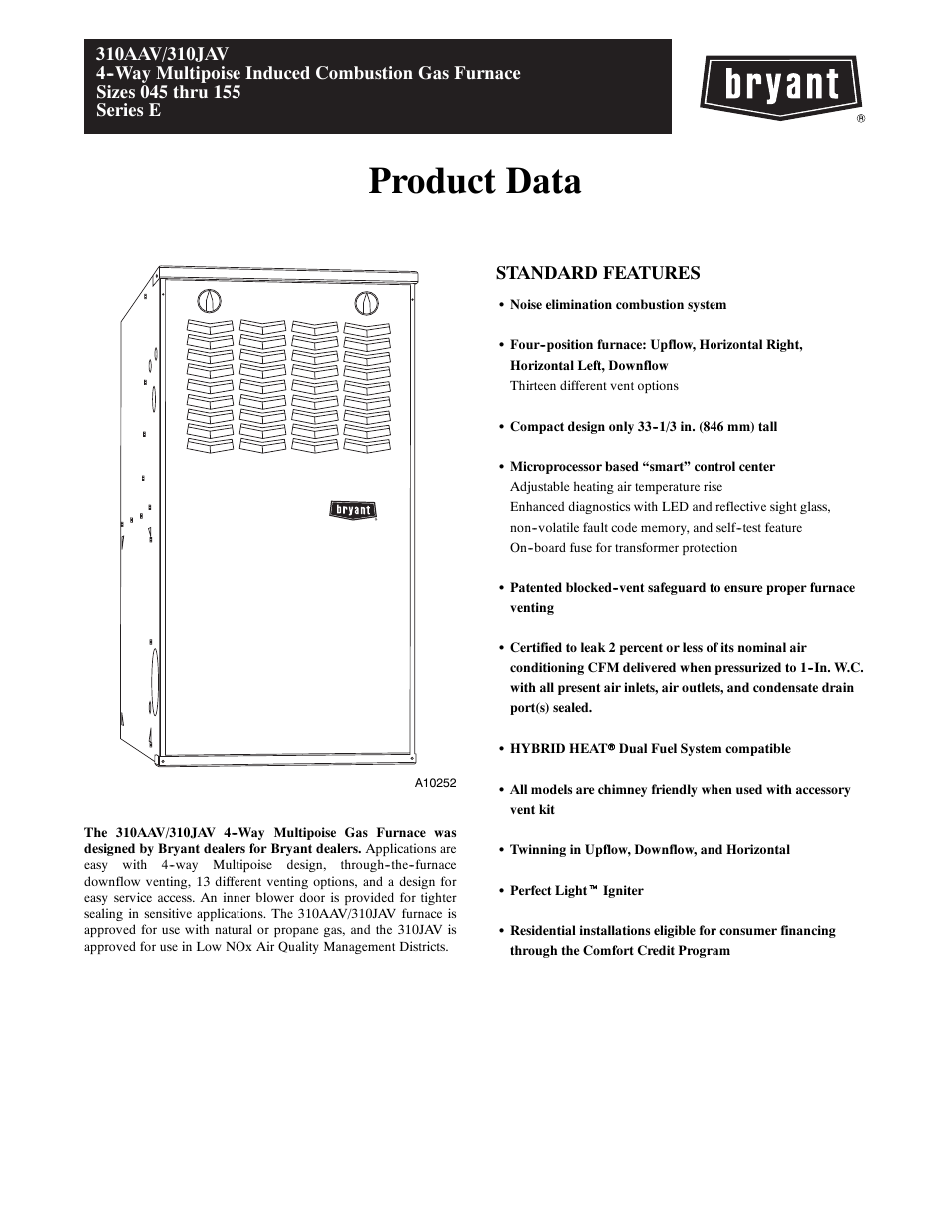 Bryant SERIES E A10252 User Manual | 12 pages