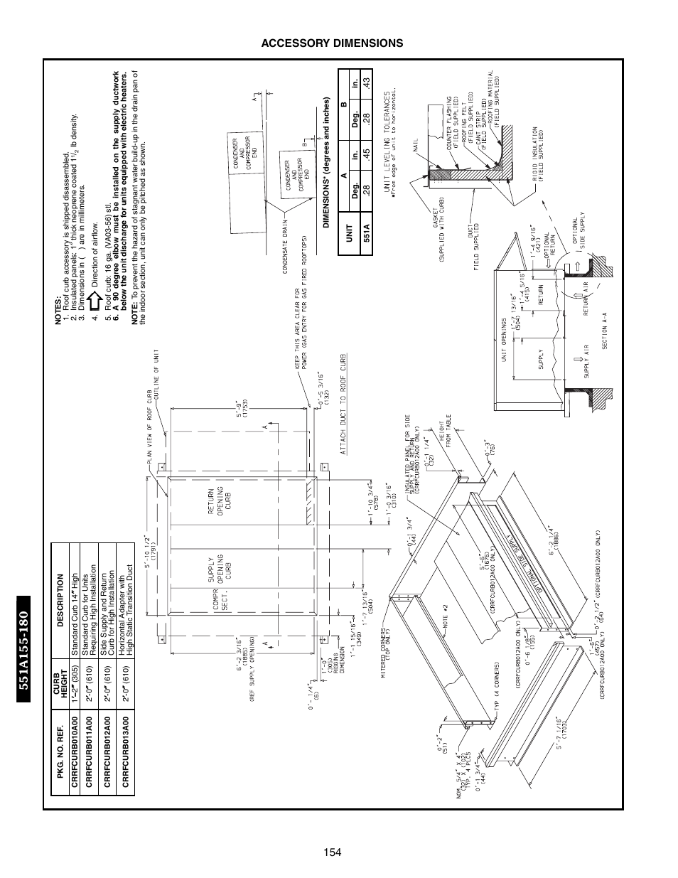 154 accessory dimensions | Bryant DURAPAC 551B User Manual | Page 154 / 170