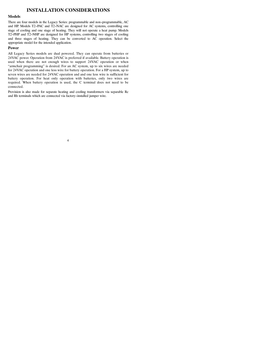 Installation considerations | Bryant T2-PAC User Manual | Page 6 / 40