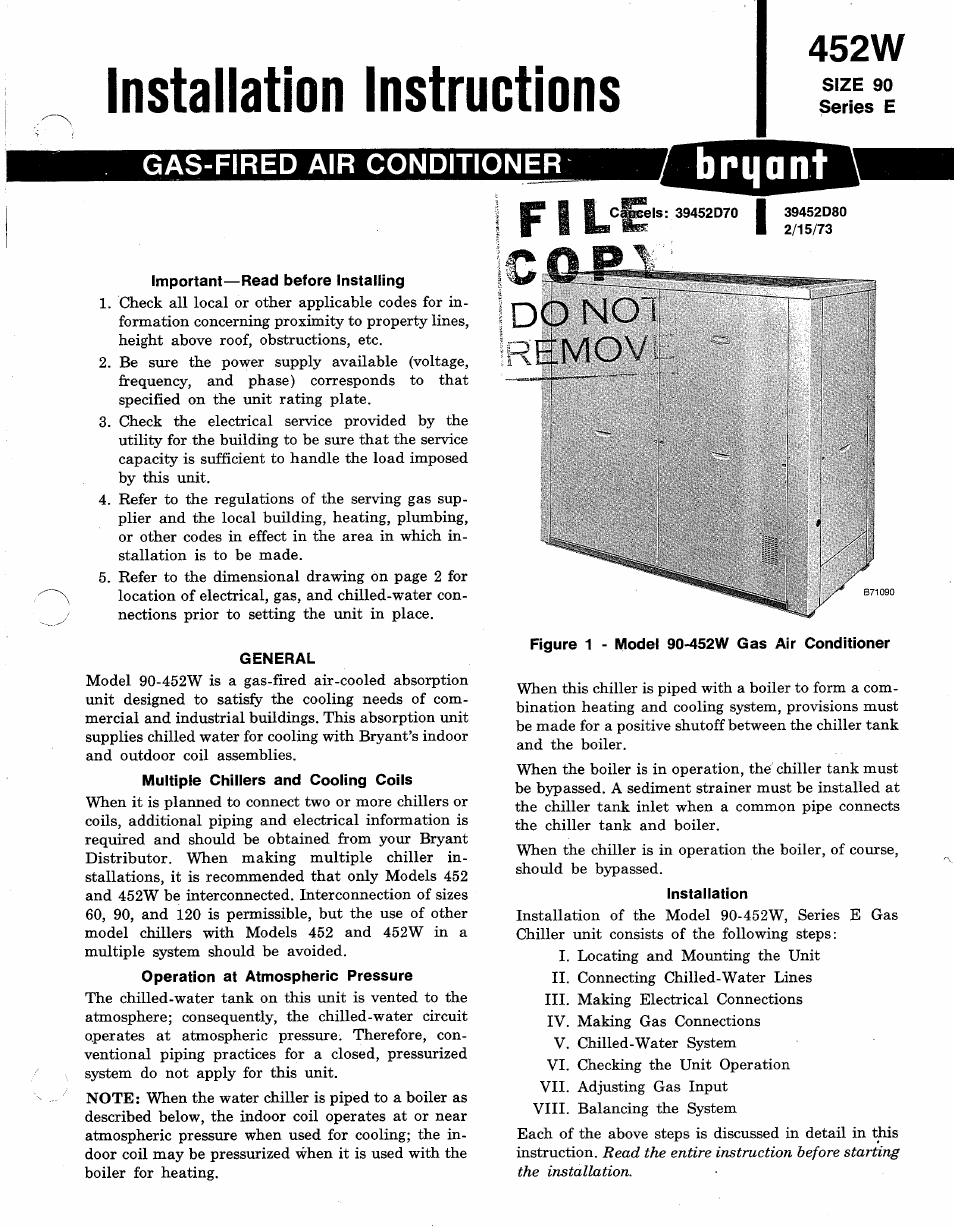 Bryant 452W User Manual | 12 pages