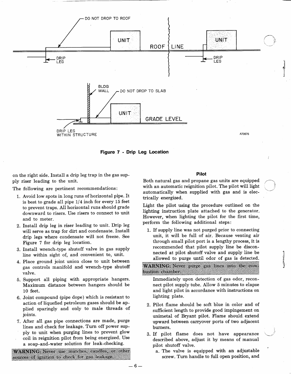Figure 7 - drip leg location, Pilot | Bryant 452W User Manual | Page 6 / 12