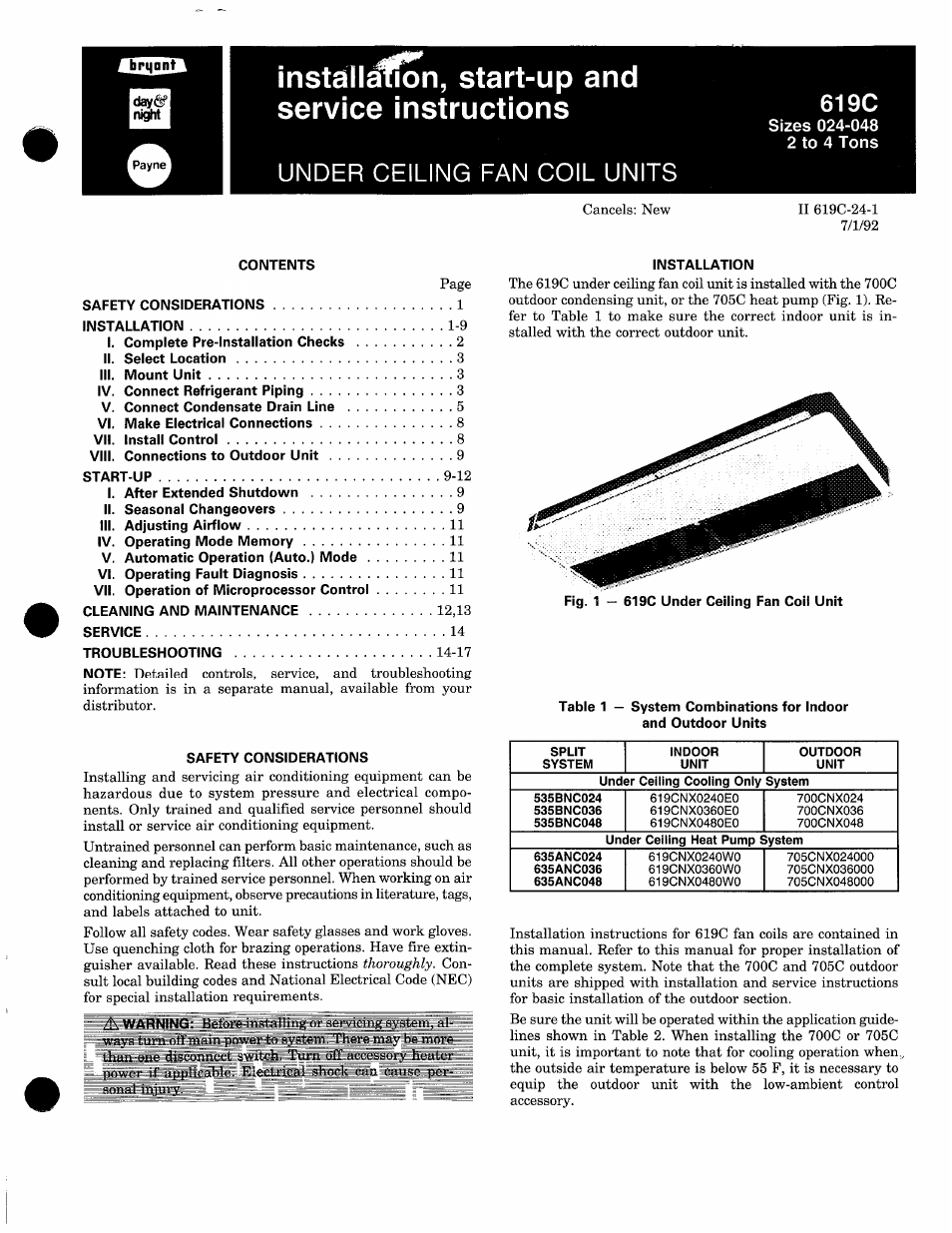 Bryant PAYNE 619C User Manual | 17 pages