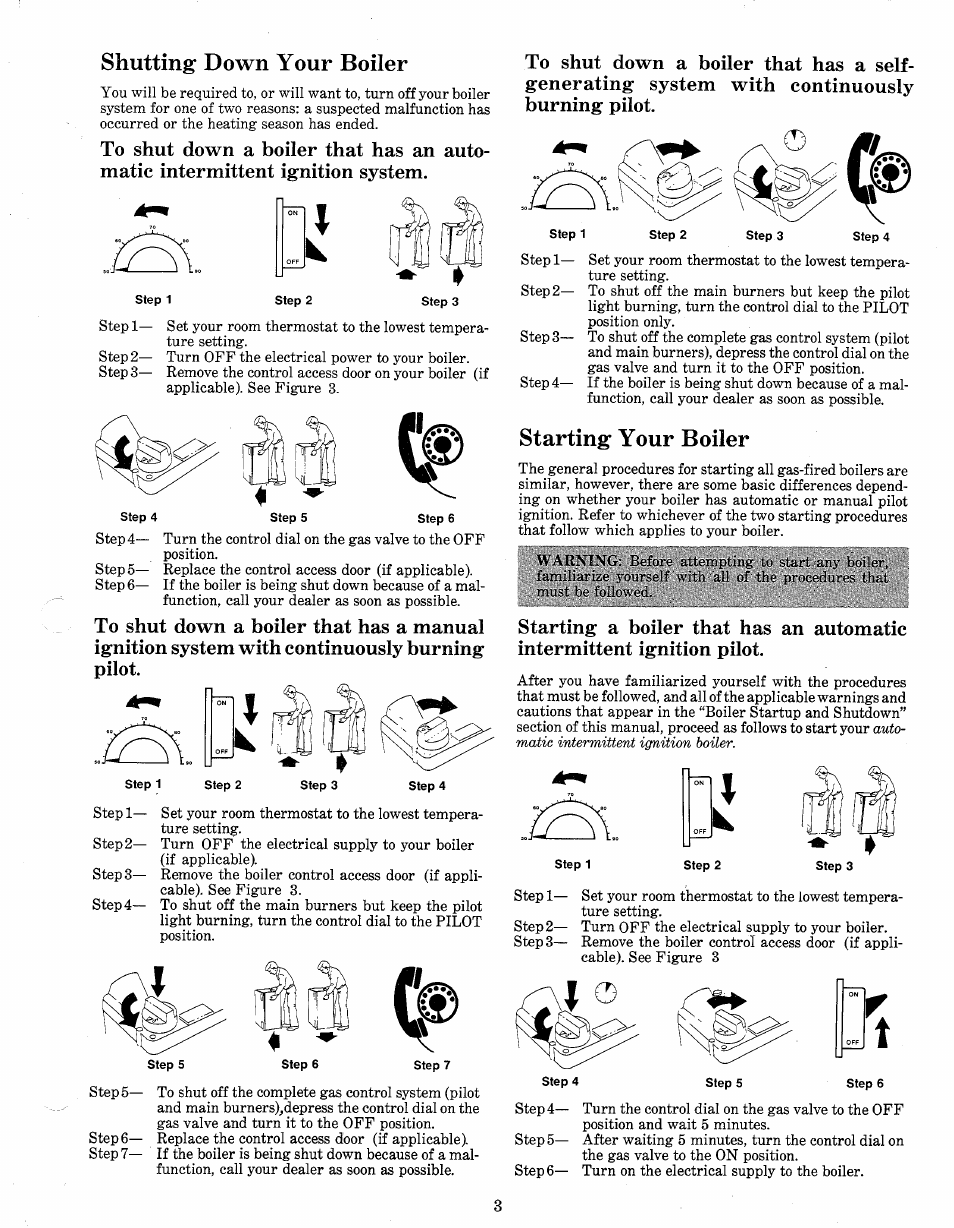 Shutting down your boiler, Starting your boiler | Bryant 39006DP4-A User Manual | Page 3 / 6