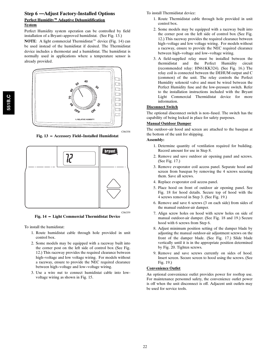 Step 6 - adjust factory-installed options, Step 6 —adjust factory-installed options | Bryant 551C User Manual | Page 22 / 61