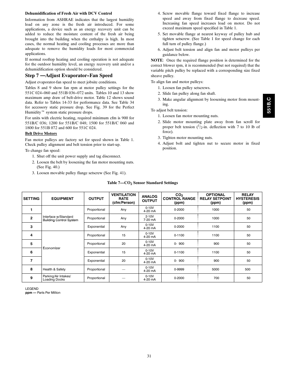 Step 7 - adjust evaporator-fan speed, Step 7 —adjust evaporator--fan speed, 551b ,c | Bryant 551C User Manual | Page 31 / 61