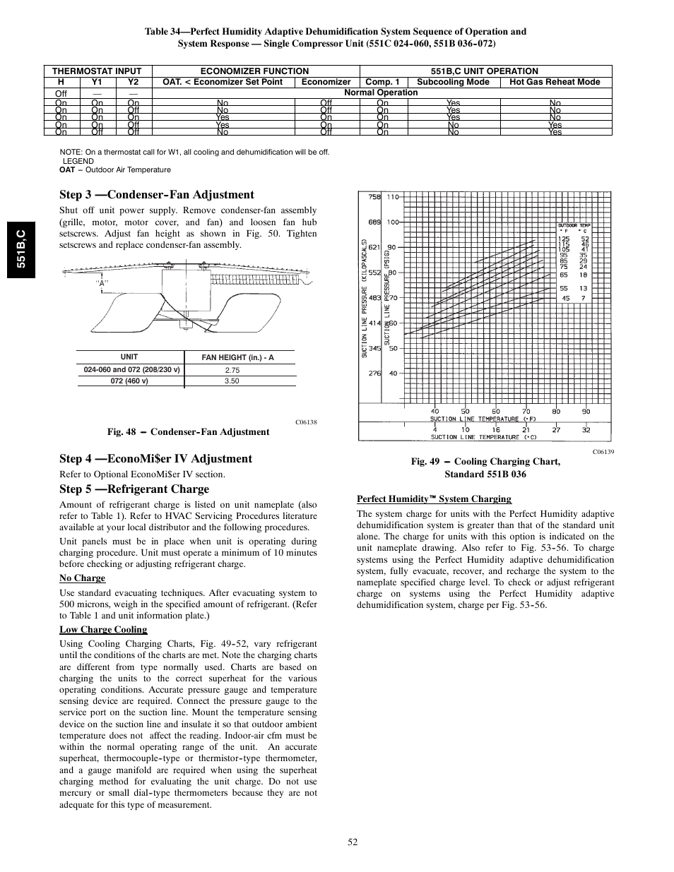 Step 3 —condenser--fan adjustment, Step 4 —economi$er iv adjustment, Step 5 —refrigerant charge | Bryant 551C User Manual | Page 52 / 61
