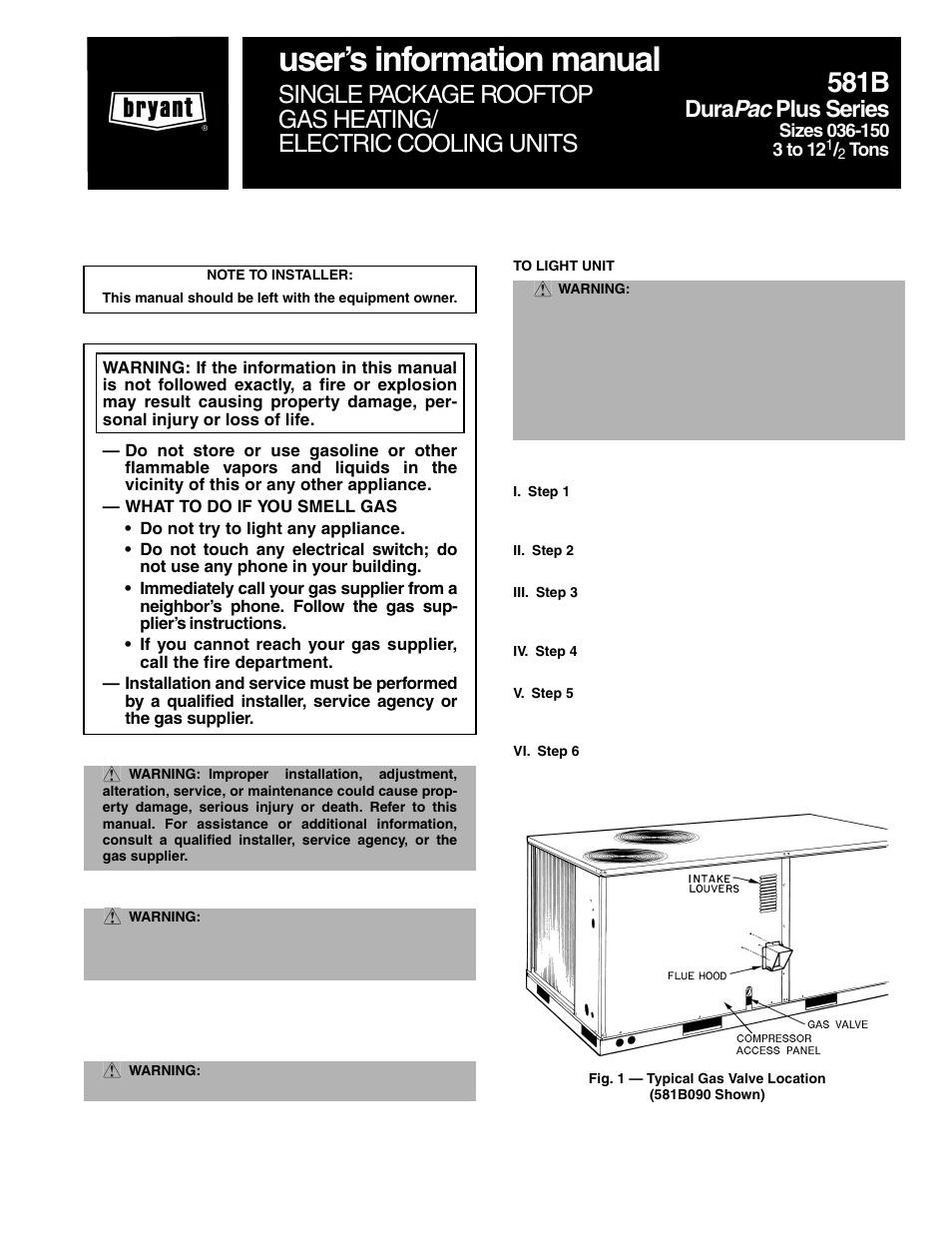 Bryant OM11-19 User Manual | 8 pages