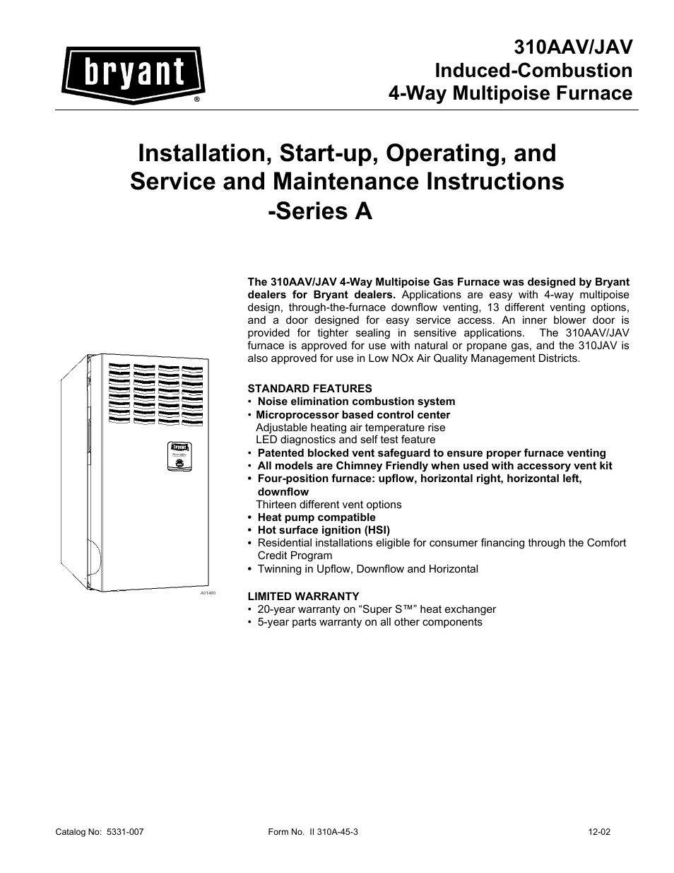 Bryant 310JAV User Manual | 45 pages