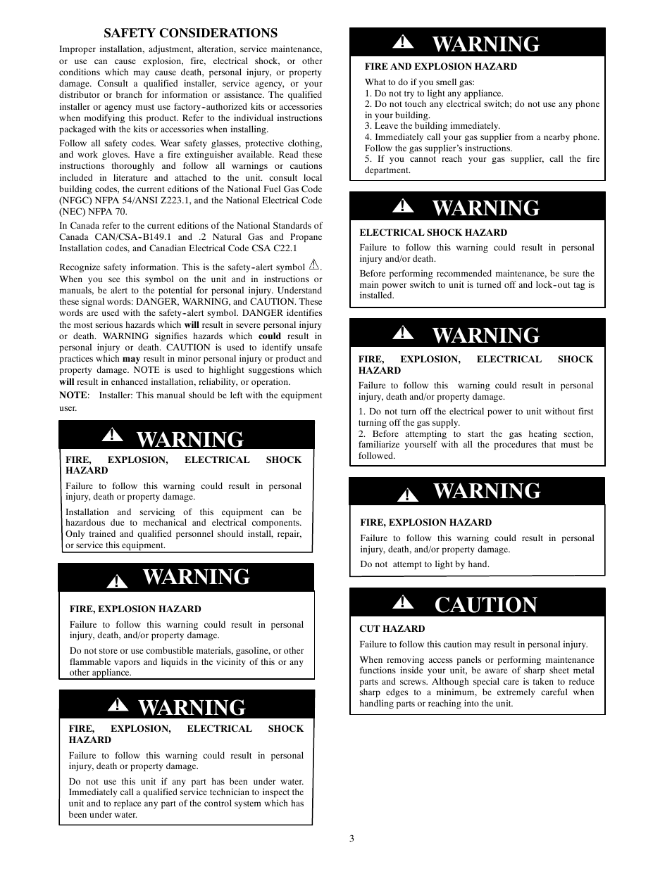 Warning, Caution | Bryant LEGACY 577C User Manual | Page 3 / 10