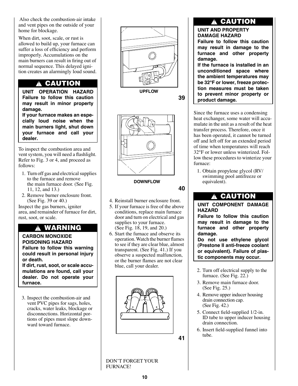 Caution, Warning | Bryant 350AAV User Manual | Page 10 / 12