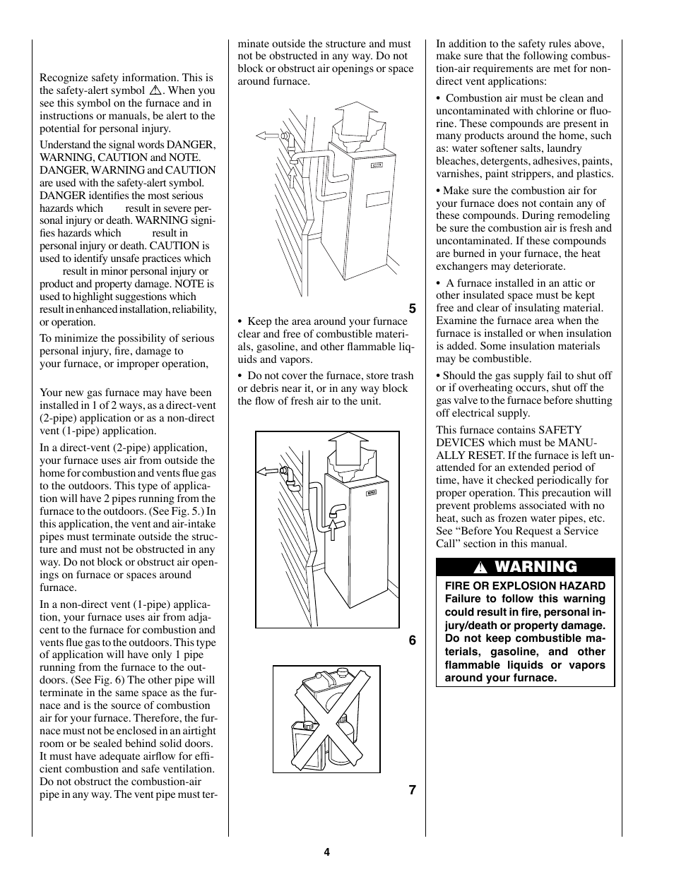 Safety considerations, Warning | Bryant 350AAV User Manual | Page 4 / 12