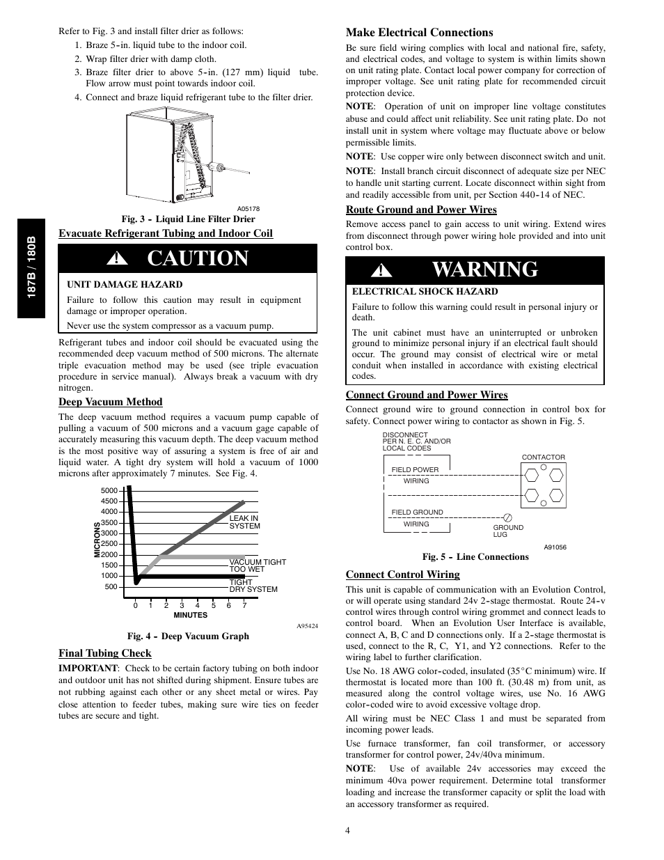 Caution, Warning, Make electrical connections | Bryant 187B User Manual | Page 4 / 14