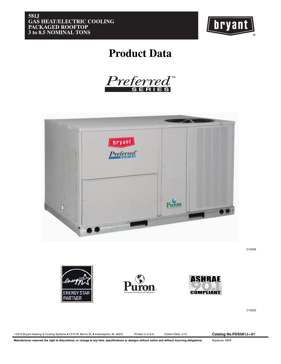 Bryant PREFERRED 581J User Manual | 66 pages