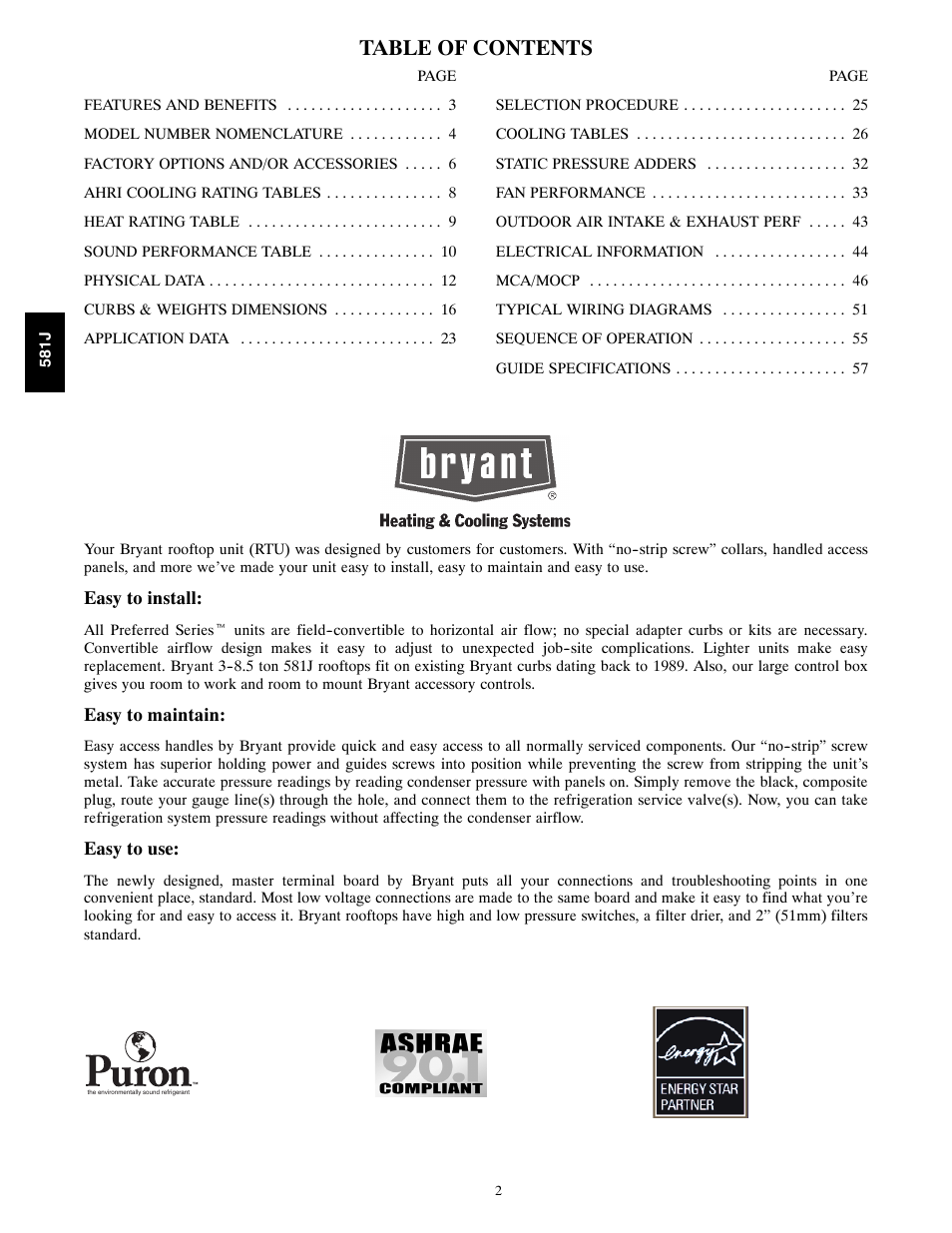Bryant PREFERRED 581J User Manual | Page 2 / 66