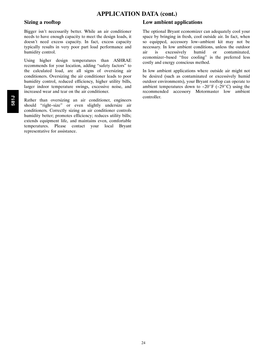 Application data (cont.) | Bryant PREFERRED 581J User Manual | Page 24 / 66