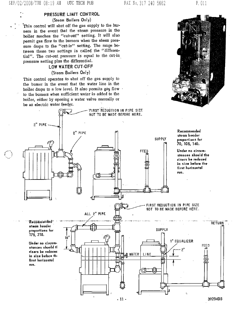 Pressure limit control, Low water cut-off (steam boilers only) | Bryant 234B User Manual | Page 11 / 16