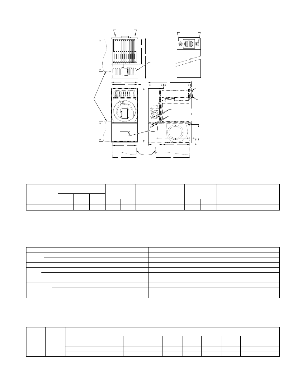 Dimensions—model 363aap, Dimensions (in.), Minimum clearances to combustible materials (in.) | Air delivery—cfm (without filters) | Bryant Oil Fired 363AAP 361AAN User Manual | Page 7 / 8