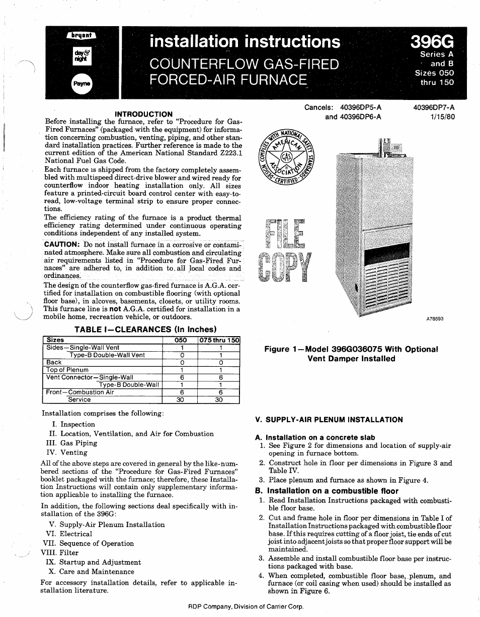 Bryant 396G User Manual | 8 pages