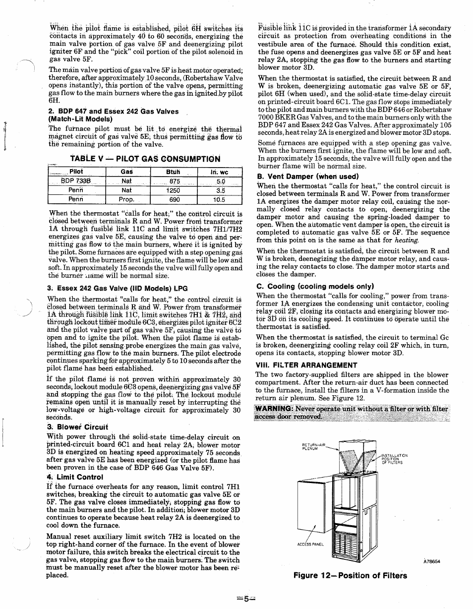 Table v — pilot gas gonsumptló^j | Bryant 396G User Manual | Page 5 / 8